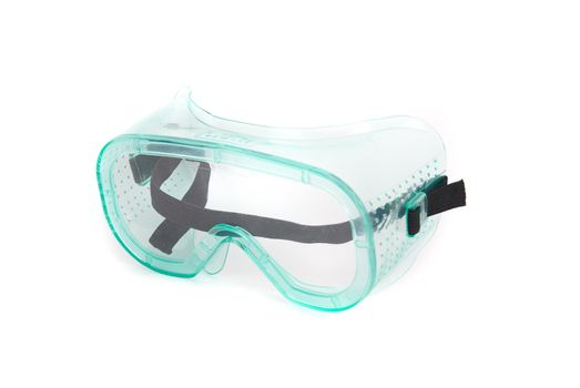 Working safety glasses close-up isolated on white background
