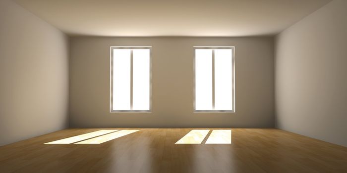 3D rendered Interior. An empty room. 
