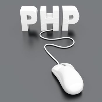 PHP click. 3D rendered Illustration.  