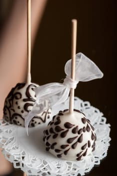 Luxury handmade white chocolate candy with stick