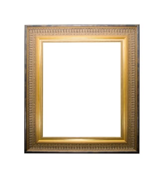 golden picture frame isolated on a white background