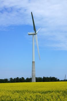 Wind turbines on a background of  blue sky