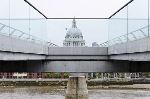 The Millenium Bridge and St Paul's Cathedral in London, UK