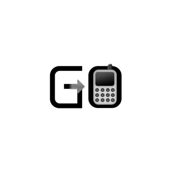 Letters G and O with a grey mobile phone- business logo