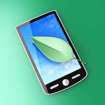 A ecological Smartphone. 3D rendered illustration. 