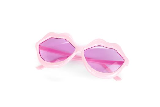 party  pink lips shaped glasses isolated on a white background