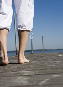 Walking barefoot on the Pier