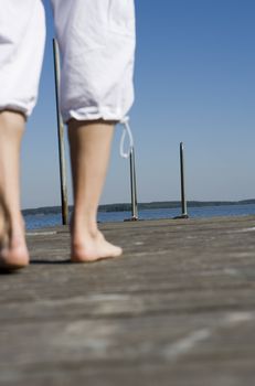 Walking barefoot on the Pier