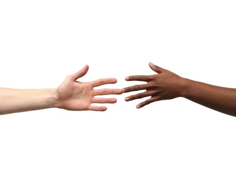 Black and White hand isolated