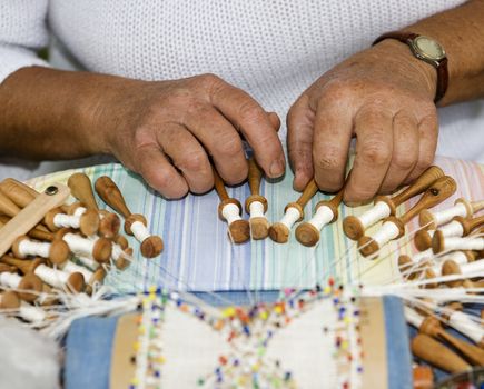 Close up of sewing handwork