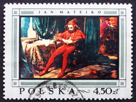 POLAND - CIRCA 1968: a stamp printed in the Poland shows Jester, Painting by Jan Matejko, circa 1968
