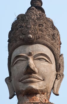 stucco ancient architecture in Sala Kaew Ku - Thai temple in hindu style, Nhongkhai Province Thailand 