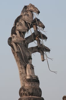 Naga in Sala Kaew Ku - Thai temple in hindu style, Nhongkhai Province Thailand 