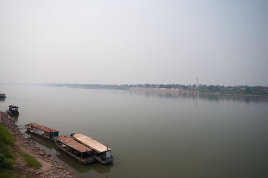 landscape of Mekong river, border crossing, checkpoint 