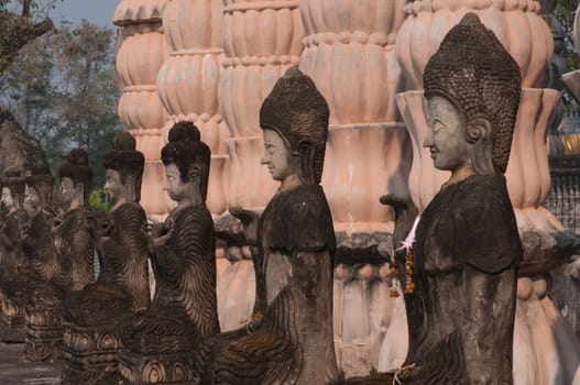Ancient Buddha in Sala Kaew Ku, - Thai temple in hindu style, Nhongkhai Province Thailand 