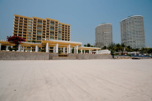 yellow building next to Hua Hin beach in Thailand