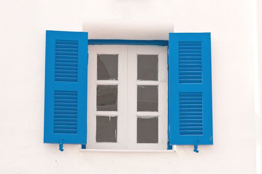 blue vintage windows in Greek Style