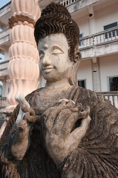 Ancient Buddha in Sala Kaew Ku, - Thai temple in hindu style, Nhongkhai Province Thailand 