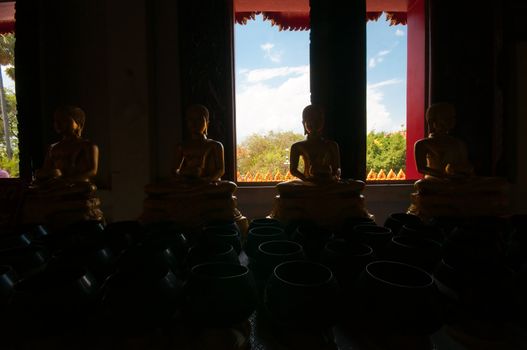 Buddha images in Phramahathat Khannakhon tower, Khonkaen Province in Northeastern of Thailand