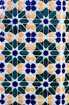 Nice detail of an islamic mosaic wall in Moroccan style