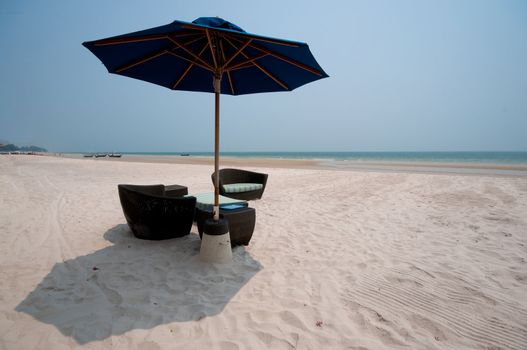 beach chairs locate on Hua Hin beach in Thailand