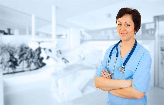 Young smiling doctor with stethoscope