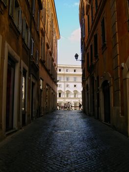 Rome alley in summer sunset.