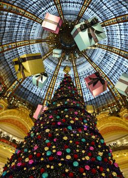 Paris - France Galeries Lafayette in christmas.