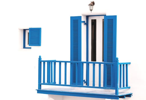 blue vintage windows in Greek Style