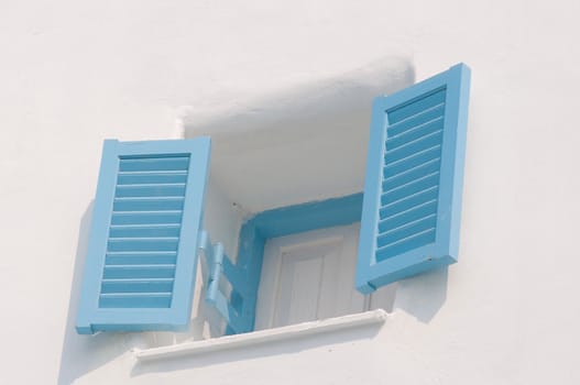 blue vintage windows in Greek Style