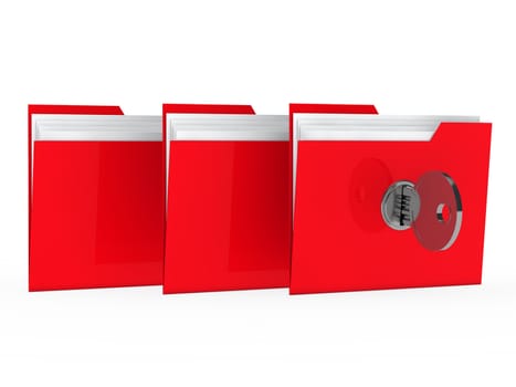 red data folder with paper key close