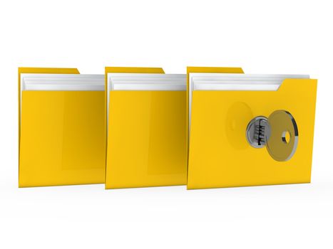 yellow data folder with paper key close