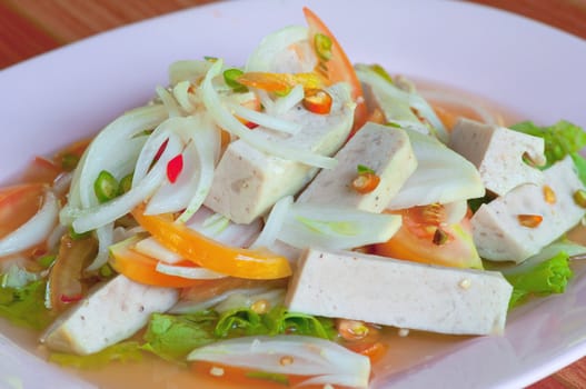 a dish of Vietnamese sausage salad ,Vietnamese food
