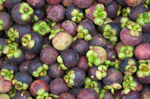 this picture is a group of mangosteens ,Thai fruit