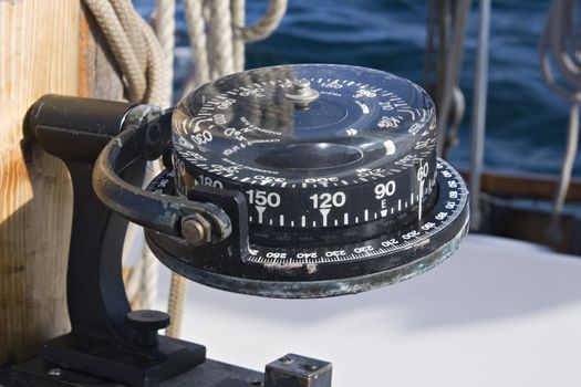 Close up of an old-fashioned ship's compass