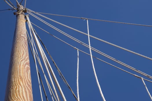 Mast of a tall ship, view from below