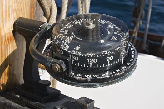 Close up of an old-fashioned ship's compass
