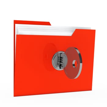 red data folder with paper key close