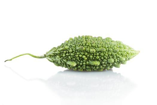 Bitter gourd on white background with reflection