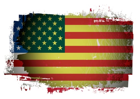 Old grunge american or united states of america flag