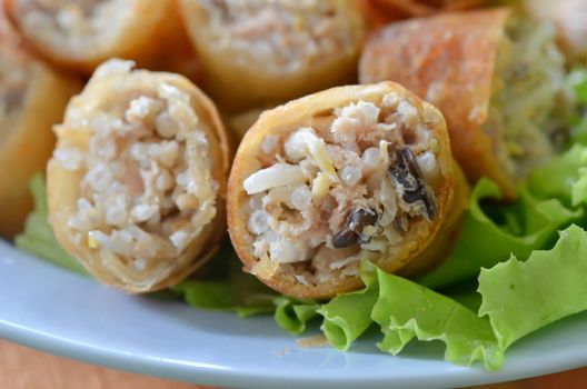 fried Chinese traditional spring rolls , favorite food