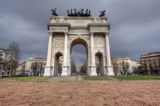 wide view of the Arch of Peace, Milano, Italy 