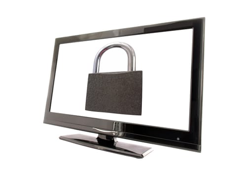abstract photo of screen with lock inside, security concept
