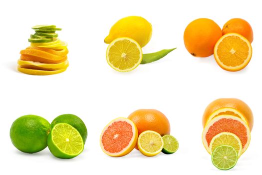 Set of fruits isolated on white background