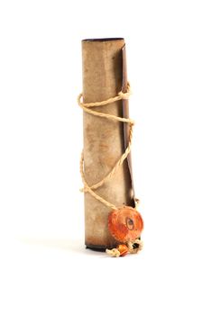 old rolled paper isolated on a white