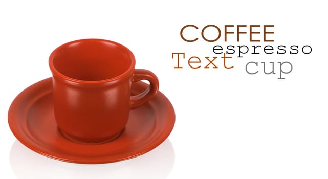 Red cup on a red saucer isolated on white background