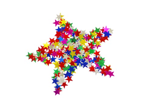 Big star composed of many colored stars on white