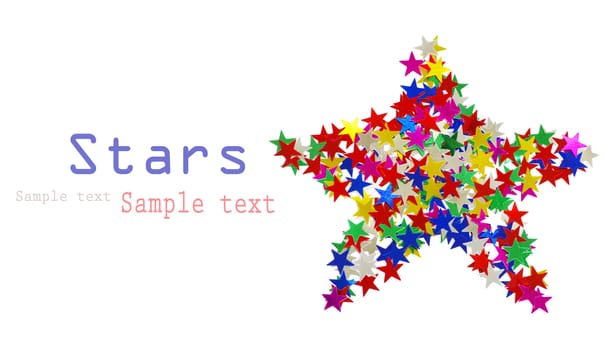 Big star composed of many colored stars on white