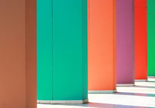 Colorful hallway with light and shadow