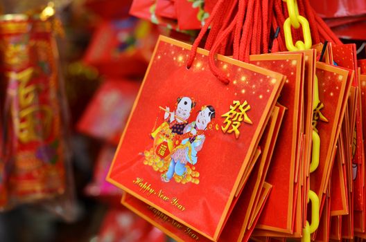 Chinese new year gift bags in the market